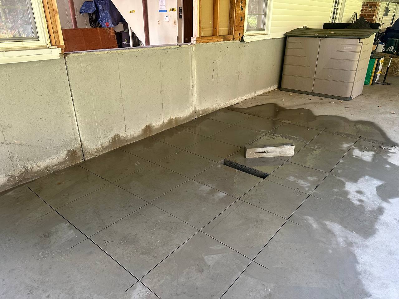 Concrete slab cutting for plumbing repair access